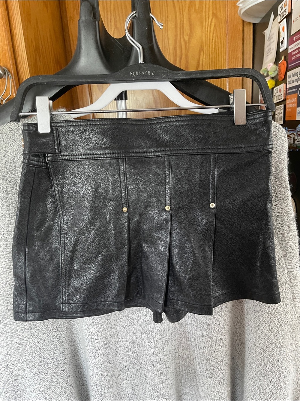 DL1961 Girl's Lola Black Leather Pleated Mini Skort - Black Skort size 0 Girl 12